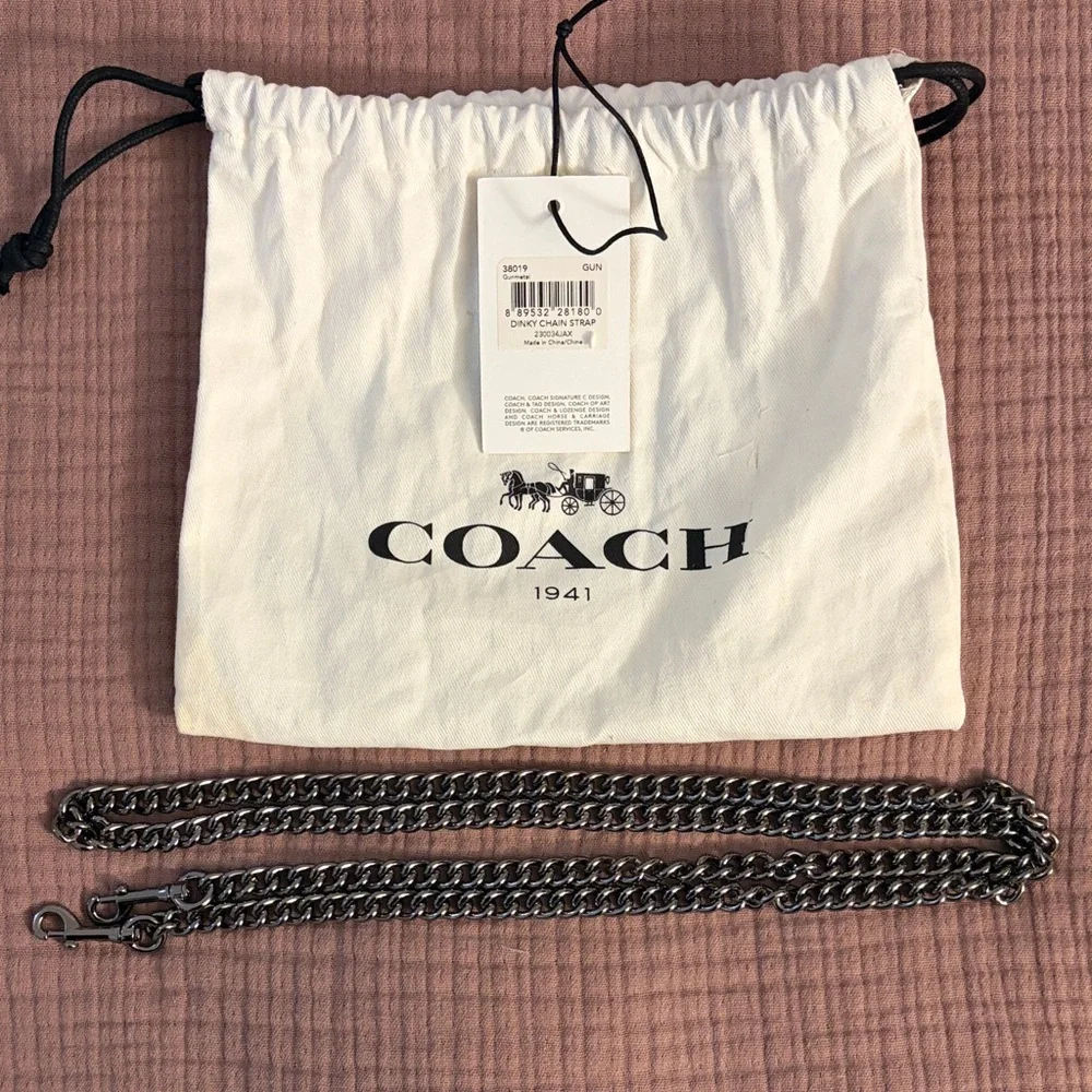 Coach Metallic Gunmetal Chain Strap - Picture 1 of 2